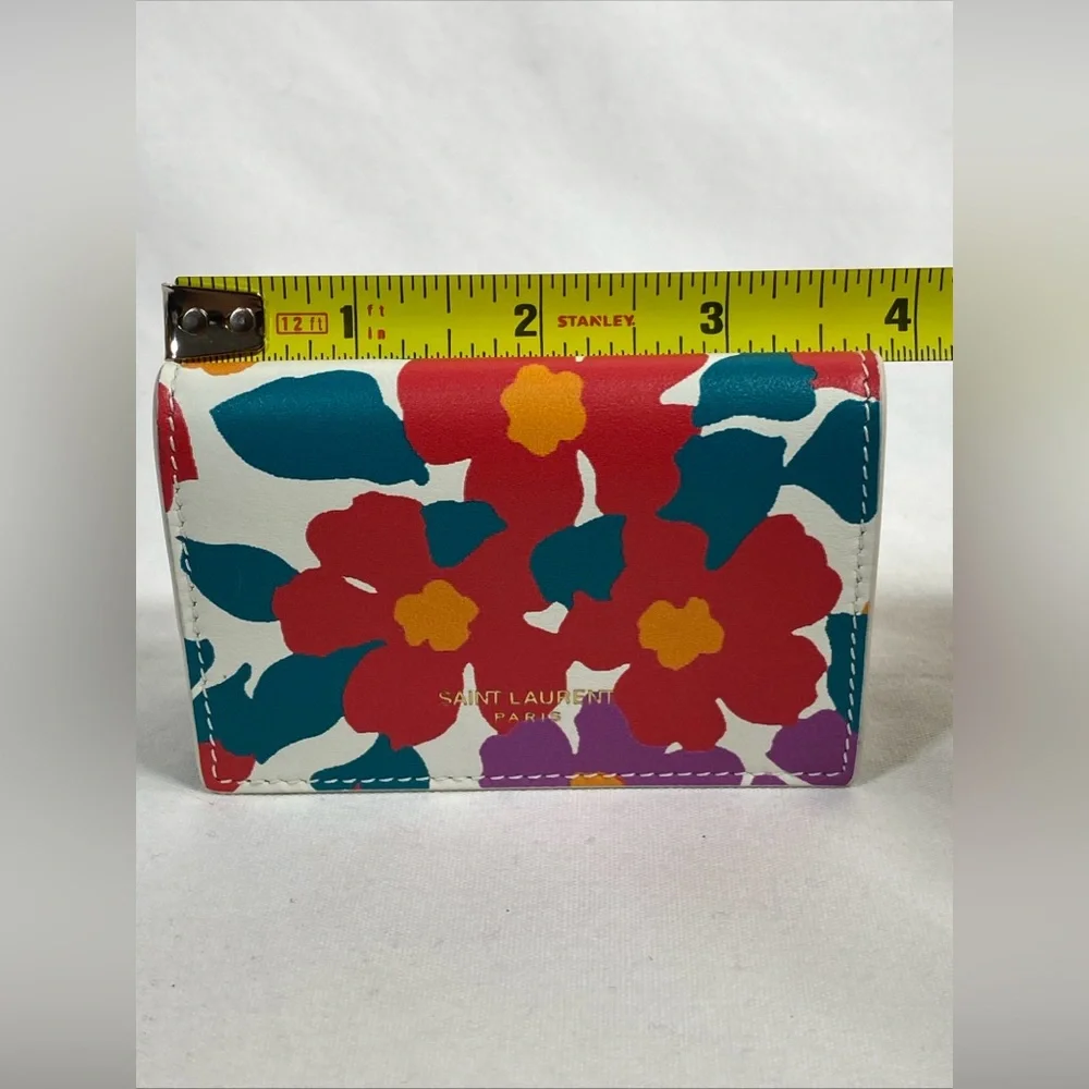 Saint Laurent Paris FLORAL ORIGAMI MINI WALLET NEW NWT Pleine Fleur Aniline RARE - Picture 10 of 15